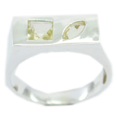 Riya silver ring with two pale yellow stones square and marquise on rectangular top abstract yellow toi et moi ring
