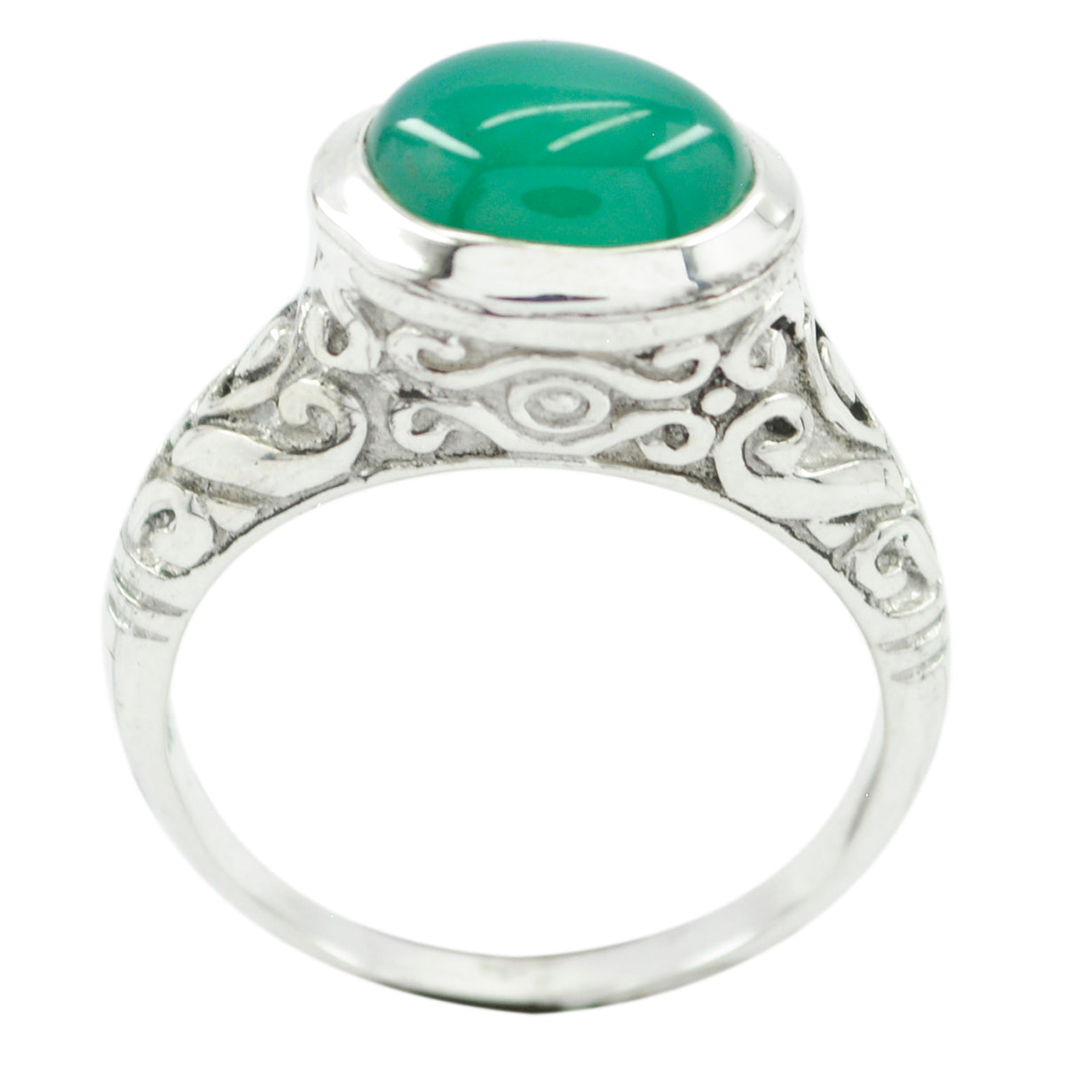 Agnes Art Deco Ring with Green Gemstone Detail Green Onyx Green