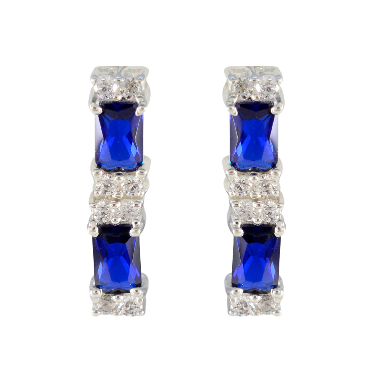 Aiko Blue Stud Earrings for Glamorous Everyday Wear Blue Sapphire CZ Blue Stud