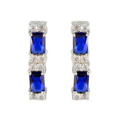 Aiko Blue Stud Earrings for Glamorous Everyday Wear Blue Sapphire CZ Blue Stud