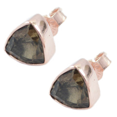 Aiko Brown Solitaire Studs - Glamorous Everyday Earrings Smoky Quartz Brown Stud