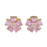 Aiko Pink Stud Earrings for Everyday Glam Pink CZ Pink Stud