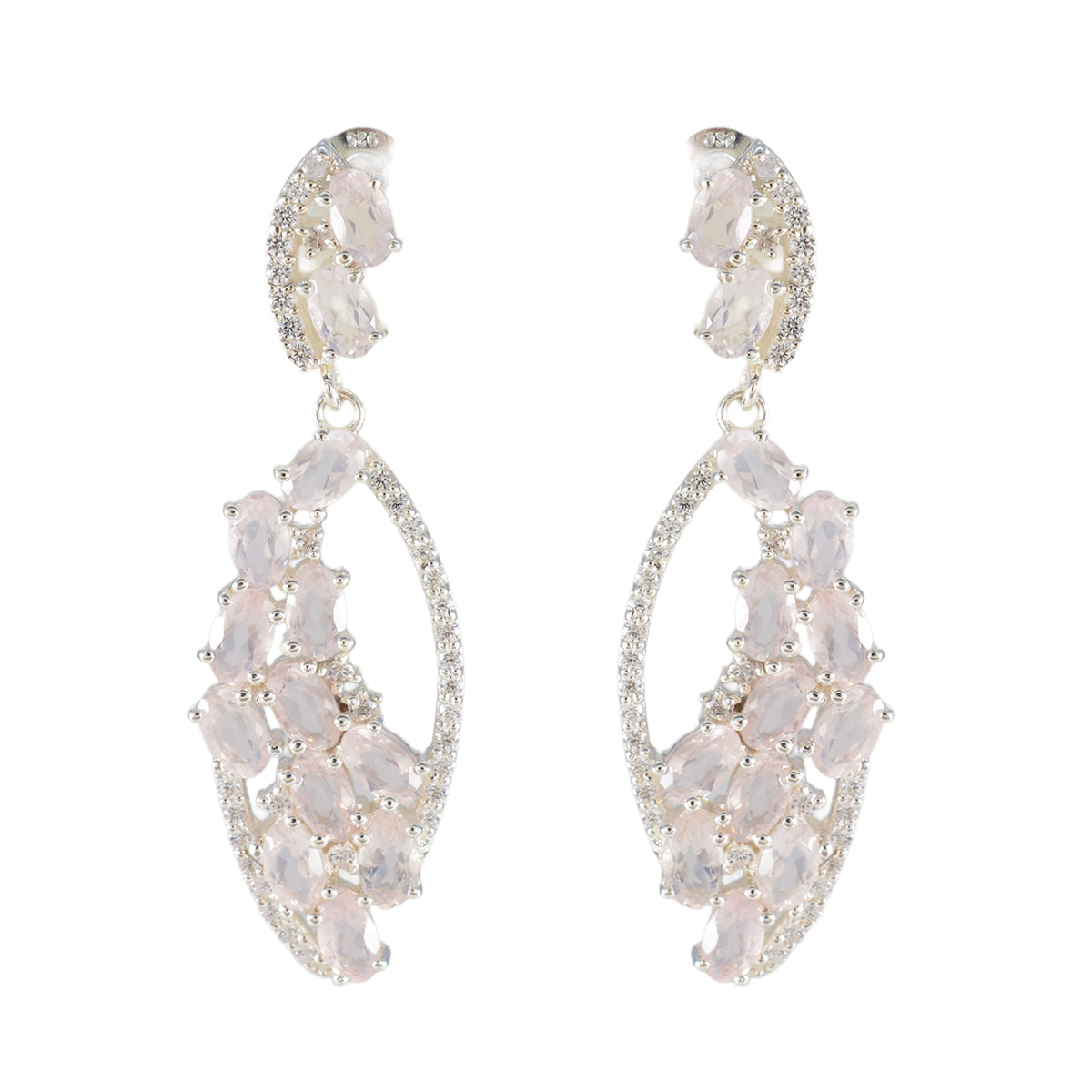 Aiko Pink Stud Earrings - Elegant Gemstone Design Rose Quartz Pink Stud