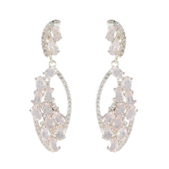 Aiko Pink Stud Earrings - Elegant Gemstone Design Rose Quartz Pink Stud