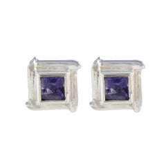 Amanda Blue Gemstone Earrings for Everyday Elegance Iolite Blue Stud