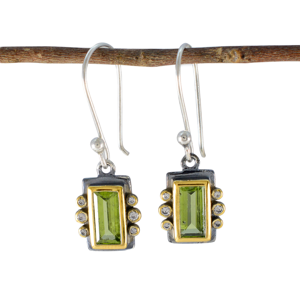 Amanda Green Dangle Earrings with Gemstone Detailing Peridot Green Dangle
