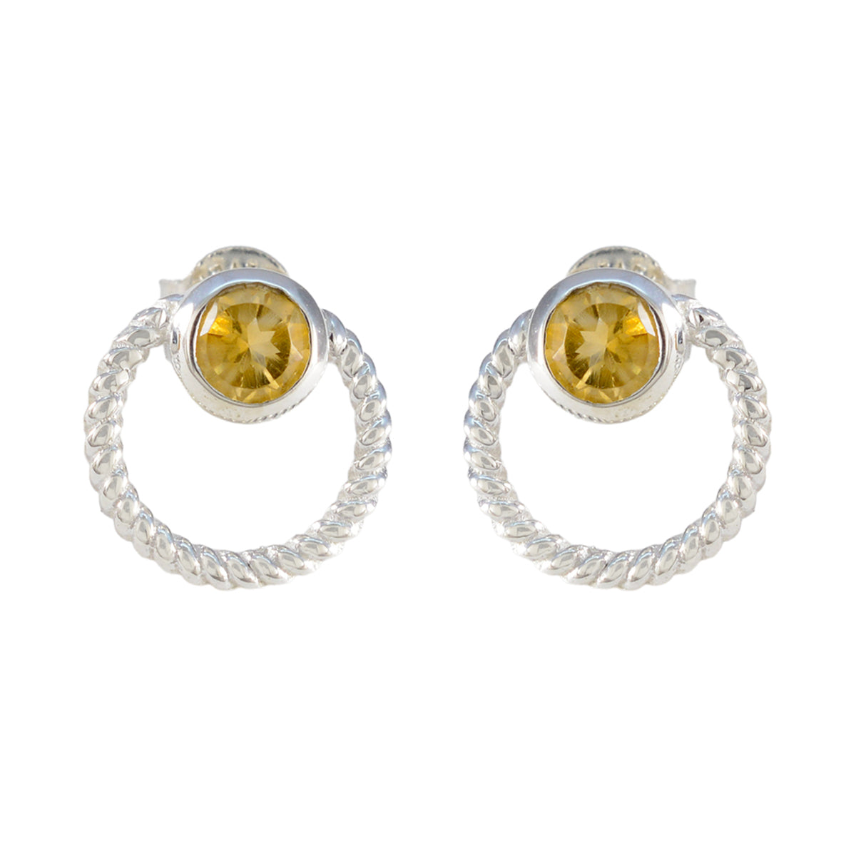 Amanda Yellow Solitaire Earrings for Everyday Elegance Citrine Yellow Stud