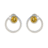 Amanda Yellow Solitaire Earrings for Everyday Elegance Citrine Yellow Stud