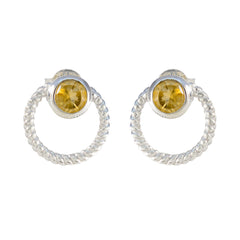 Amanda Yellow Solitaire Earrings for Everyday Elegance Citrine Yellow Stud