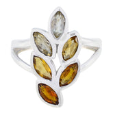 Amelia Cultural Statement Ring with Multi Gemstones Citrine Yellow