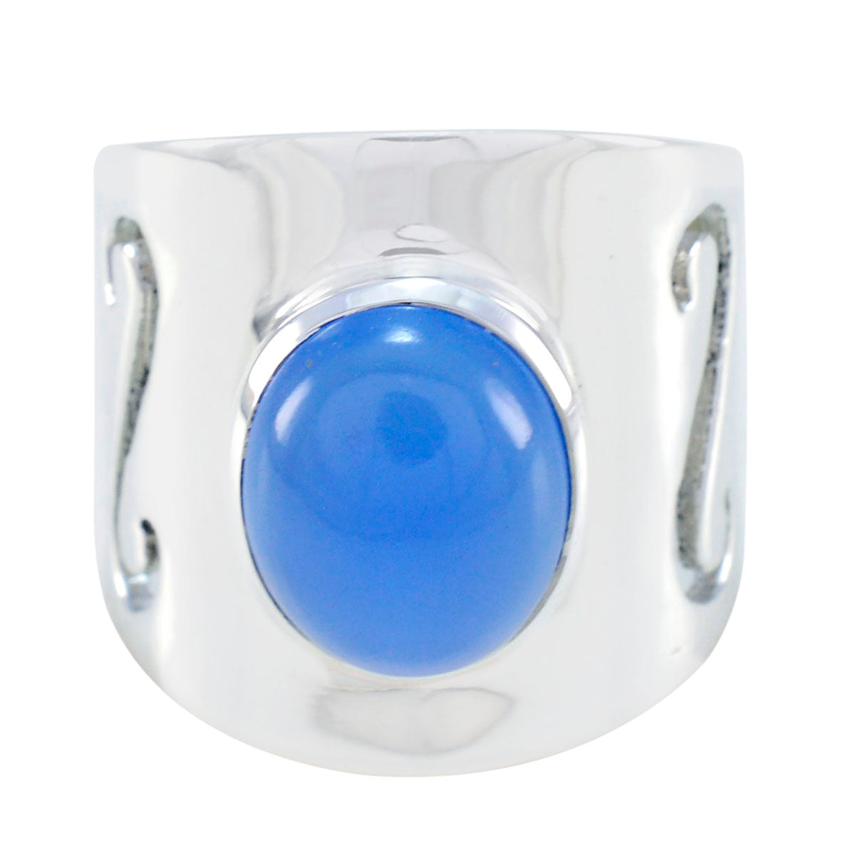 Amelia Filigree Blue Solitaire Ring Blue Chalcedony Blue