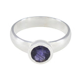 Andrea Feminine Blue Solitaire Ring Iolite Blue