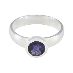 Andrea Feminine Blue Solitaire Ring Iolite Blue
