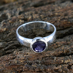 Andrea Feminine Blue Solitaire Ring