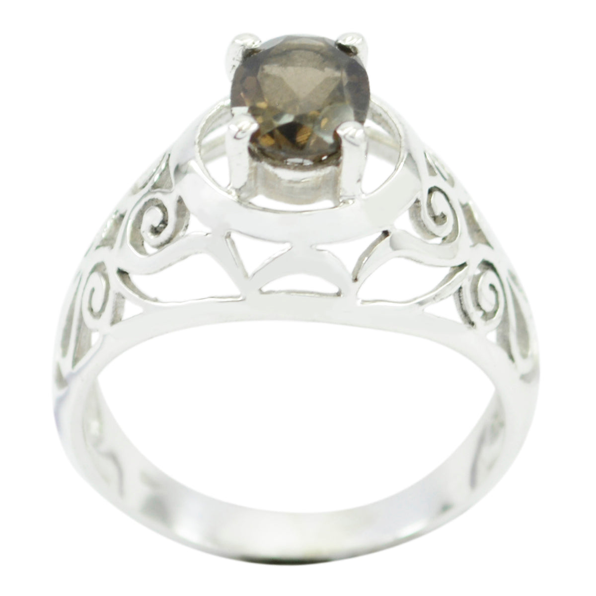 Andrea Filigree Brown Solitaire Ring smoky quartz Brown