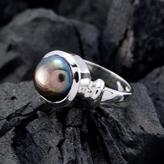 Andrea Gemstone Ring with Black Pearl Silver Design