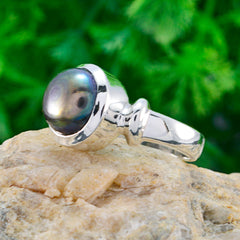 Andrea Gemstone Ring with Black Pearl Silver Design