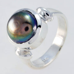 Andrea Gemstone Ring with Black Pearl Silver Design