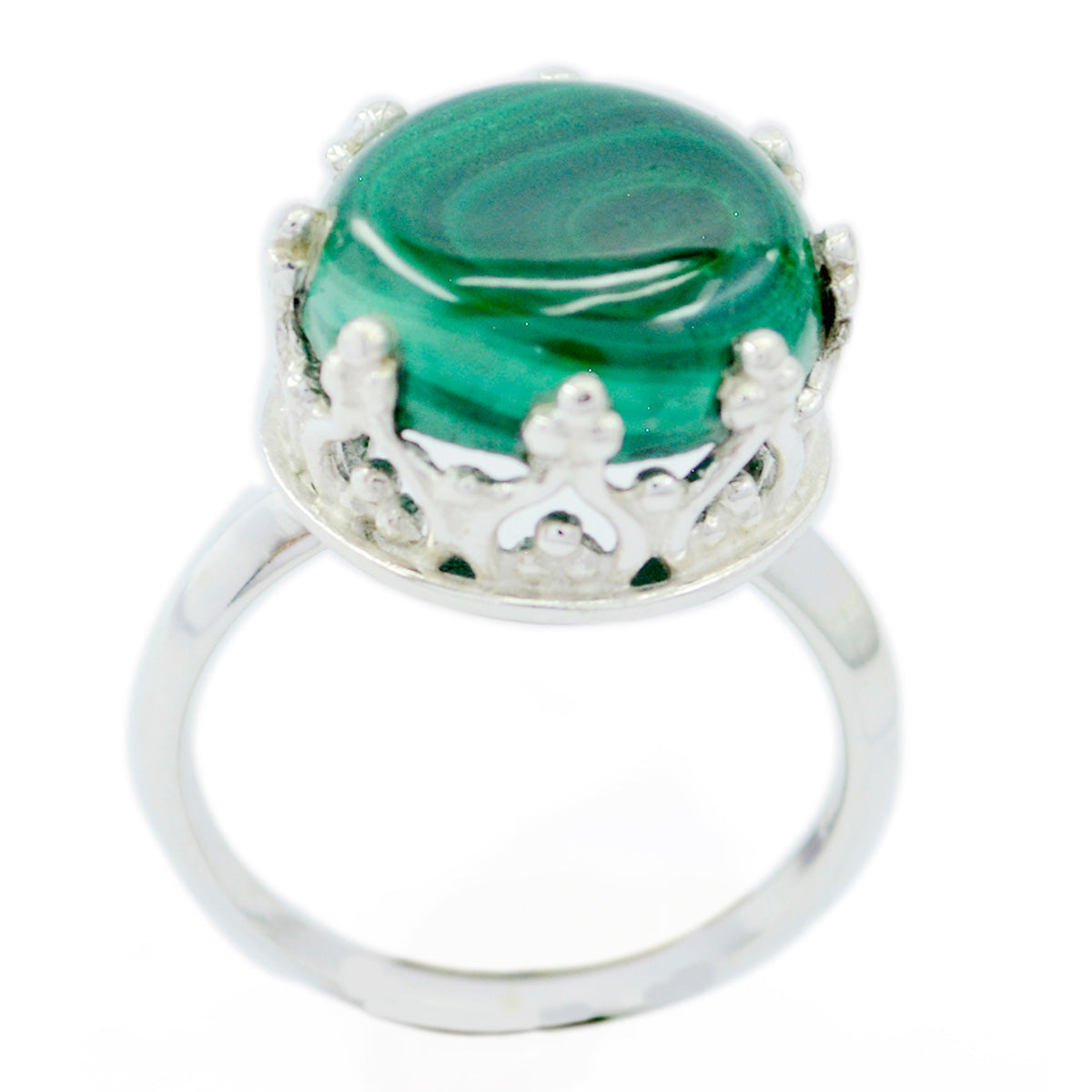 Angel Art Deco Green Solitaire Ring Malachite Green
