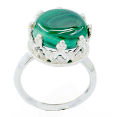 Angel Art Deco Green Solitaire Ring Malachite Green