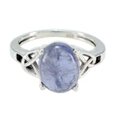Angel Claddagh Blue Solitaire Ring Sterling Silver Iolite Blue
