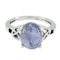 Angel Claddagh Blue Solitaire Ring Sterling Silver Iolite Blue