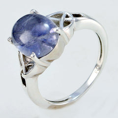 Angel Claddagh Blue Solitaire Ring Sterling Silver