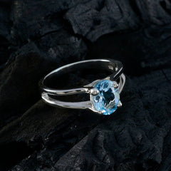 Anna Blue Solitaire Ring Sterling Silver Gemstone