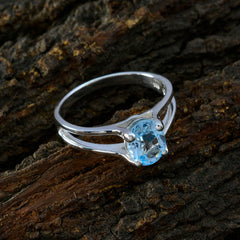 Anna Blue Solitaire Ring Sterling Silver Gemstone