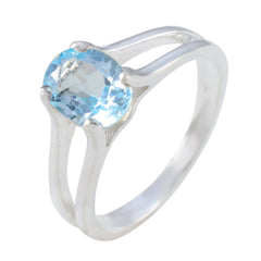 Anna Blue Solitaire Ring Sterling Silver Gemstone