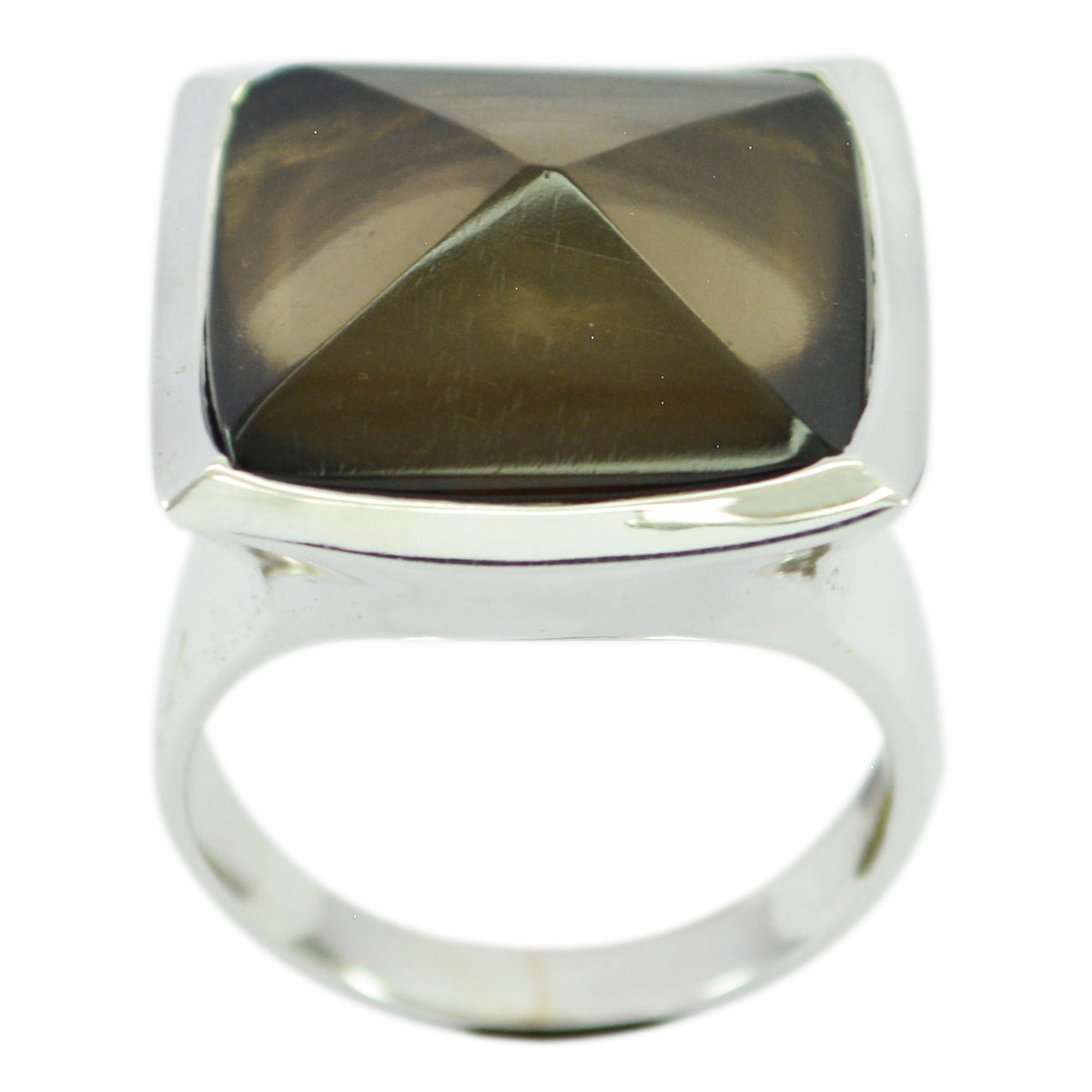 Lucia Antique Brown Solitaire Ring with Square Gemstone smoky quartz Brown