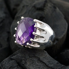 Nora Antique Purple Solitaire Ring with Silver Band