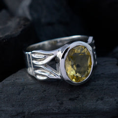 Natcha Antique Yellow Solitaire Ring Sterling Silver