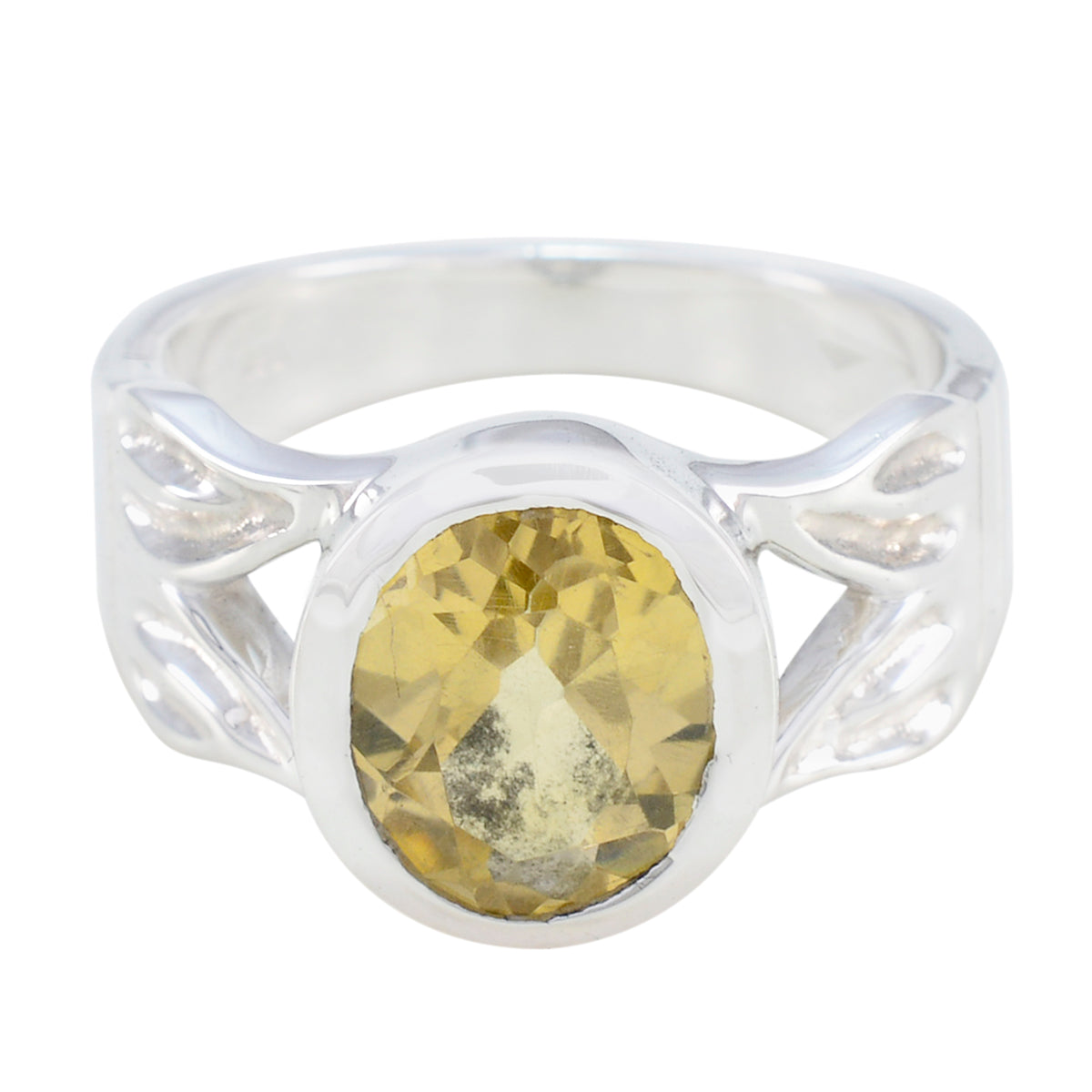Natcha Antique Yellow Solitaire Ring Sterling Silver Citrine Yellow