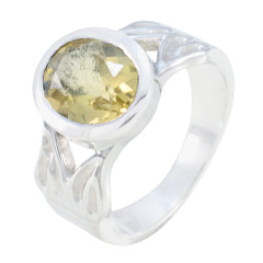 Natcha Antique Yellow Solitaire Ring Sterling Silver