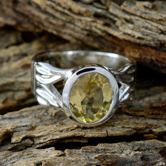 Natcha Antique Yellow Solitaire Ring Sterling Silver