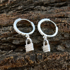 Antonia White Stud Earrings with Sparkling Design