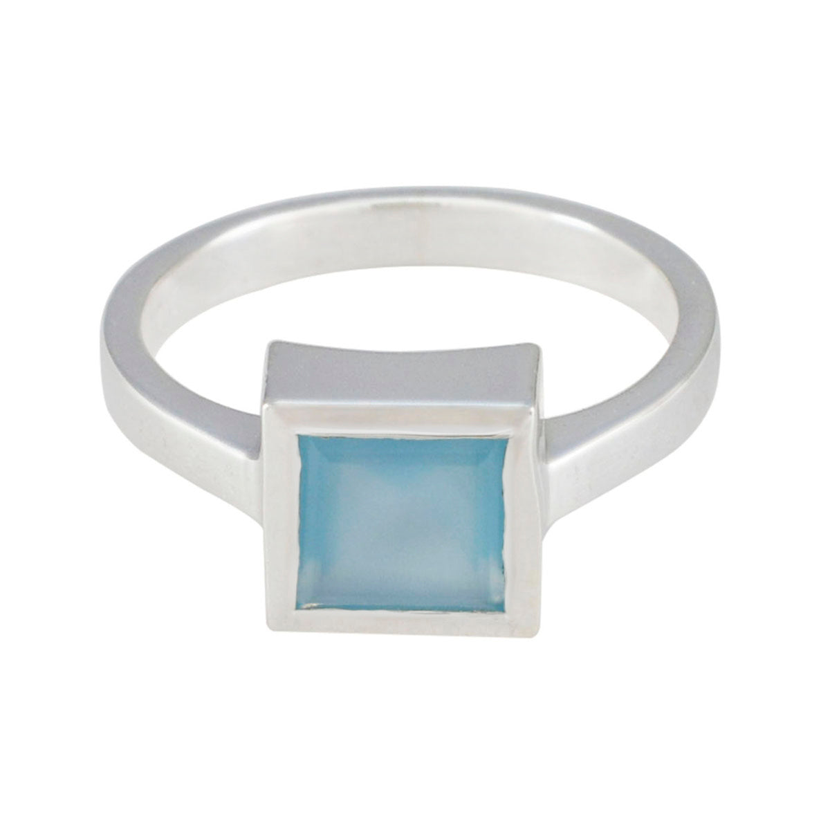 Lucia Aqua Gemstone Solitaire Ring in Silver Aqua Chalcedony Green