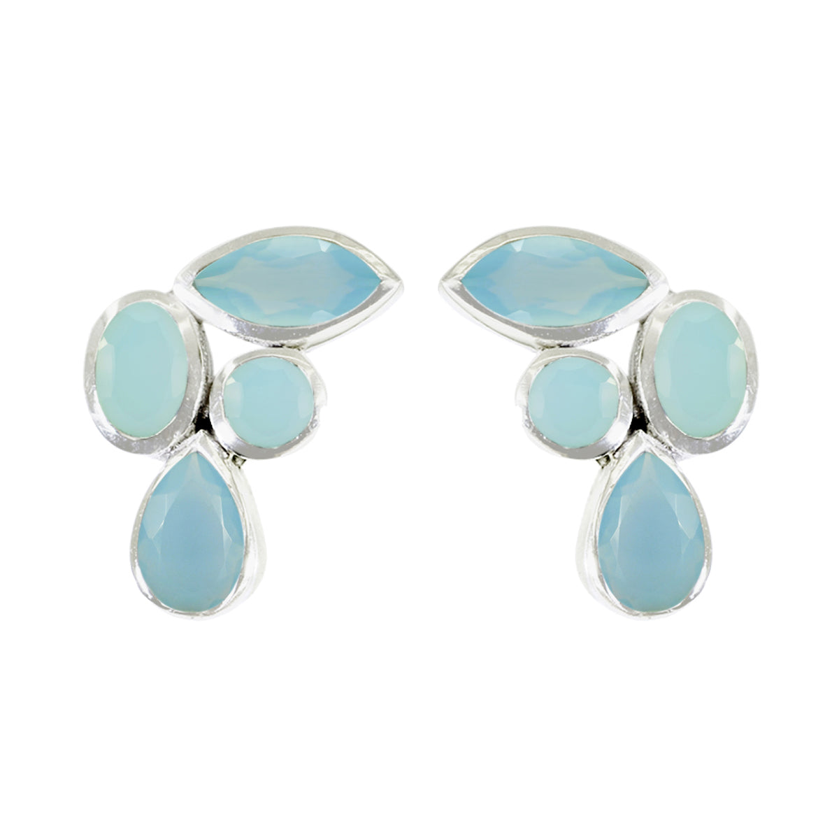 Daniela Aqua Gemstone Stud Earrings for Every Occasion Aqua Chalcedony Green Stud