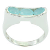 Lara aqua gemstone trilogy ring with three light blue stones set in a silver band