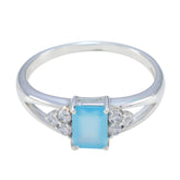 Autumn Aqua Halo Gemstone Ring with Silver Band Aqua Chalcedony Green