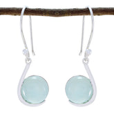 Sarah Aqua Solitaire Dangle Earrings for Any Occasion Aqua Chalcedony Green Dangle