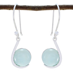 Sarah Aqua Solitaire Dangle Earrings for Any Occasion Aqua Chalcedony Green Dangle