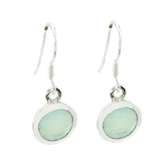 Sofia Aqua Solitaire Dangle Earrings for Everyday Glam Aqua Chalcedony Green Dangle
