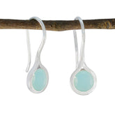 Teresa Aqua Solitaire Dangle Earrings for Fashion Lovers Aqua Chalcedony Green Dangle