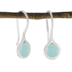 Teresa Aqua Solitaire Dangle Earrings for Fashion Lovers Aqua Chalcedony Green Dangle