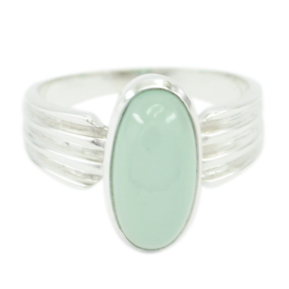 Nia silver ring with smooth aqua solitaire gemstone ring in oval shape for elegant style