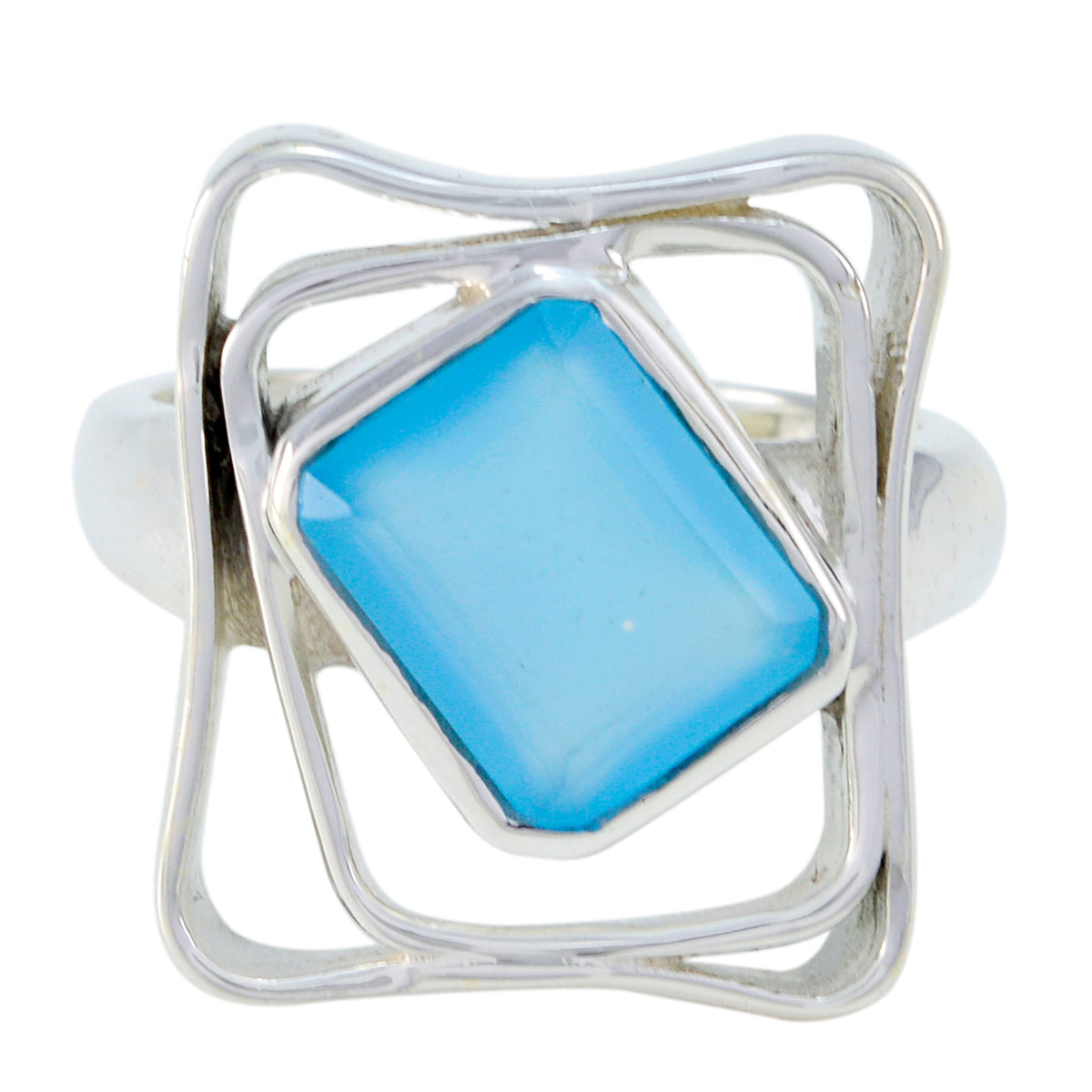 Agustina Signet Aqua Solitaire Ring Aqua Chalcedony Green