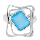 Agustina Signet Aqua Solitaire Ring Aqua Chalcedony Green