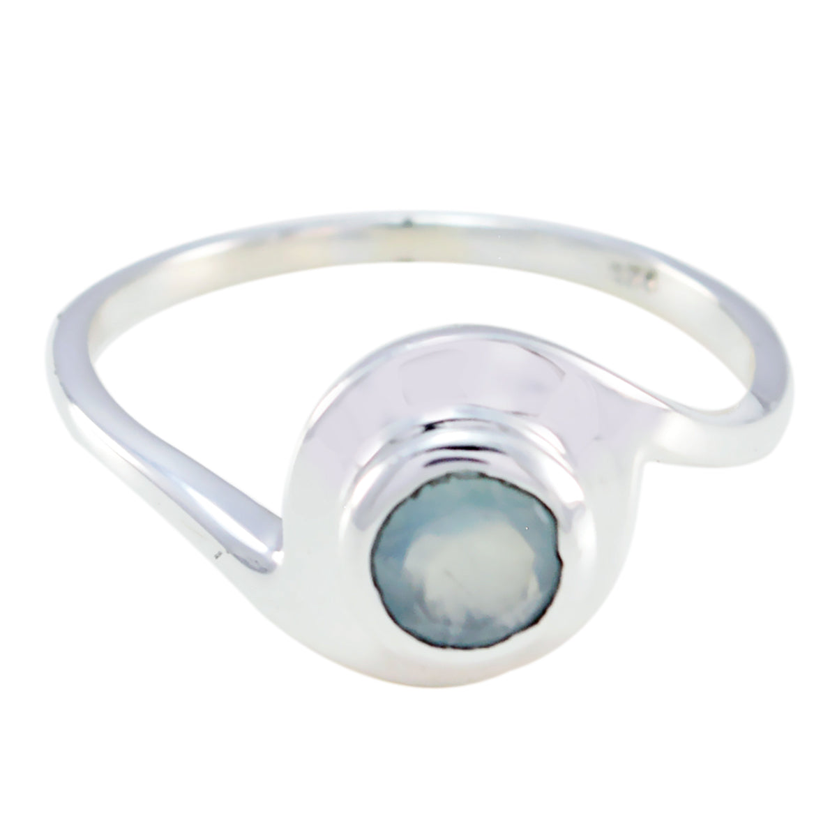 Min-seo Contemporary Aqua Solitaire Ring Aqua Chalcedony Green